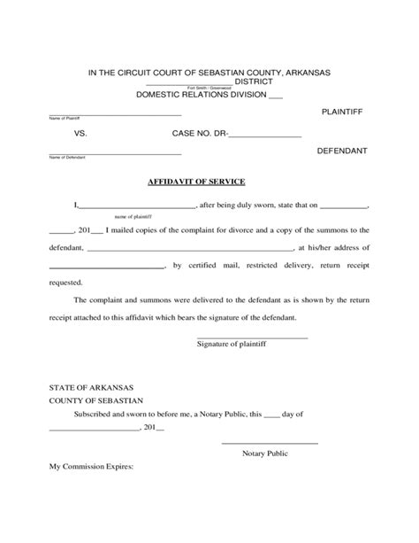 Printable Arkansas Divorce Papers